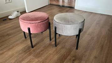 Set van 2 Velvet Poefs