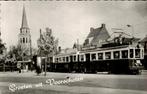 Voorschoten - Tram - Kerk op achtergrond, Ophalen of Verzenden, 1940 tot 1960, Ongelopen, Zuid-Holland