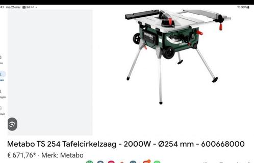 METABO TS 254 2000W+bijbehorende GELEIDERRAIL alles nieuw!, Doe-het-zelf en Verbouw, Gereedschap | Zaagmachines, Zo goed als nieuw