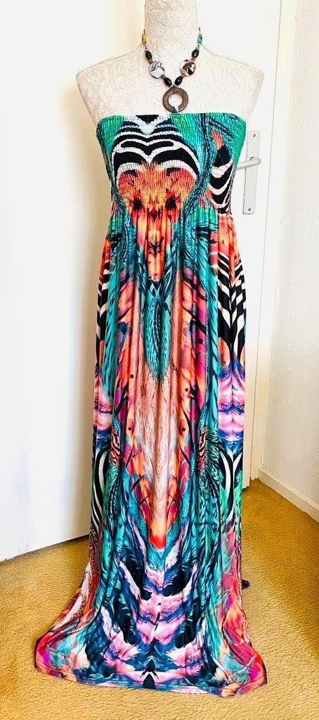 Lange zomer jurk maat 42/44[v], Kleding | Dames, Jurken, Zo goed als nieuw, Maat 42/44 (L), Overige kleuren, Knielengte, Ophalen of Verzenden