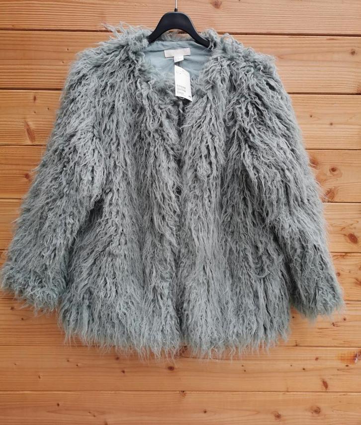H&M fluffy jas mt. M, Kleding | Dames, Jassen | Winter, Nieuw, Maat 38/40 (M), Groen, Verzenden