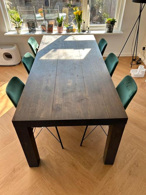 Massief houten tafel donkerbruin, Huis en Inrichting, Tafels | Eettafels, Gebruikt, 50 tot 100 cm, 200 cm of meer, Vijf personen of meer