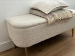 Opbergbankje roomwit teddy stof, Huis en Inrichting, Banken | Sofa's en Chaises Longues, Gebruikt, Overige maten, Minder dan 75 cm