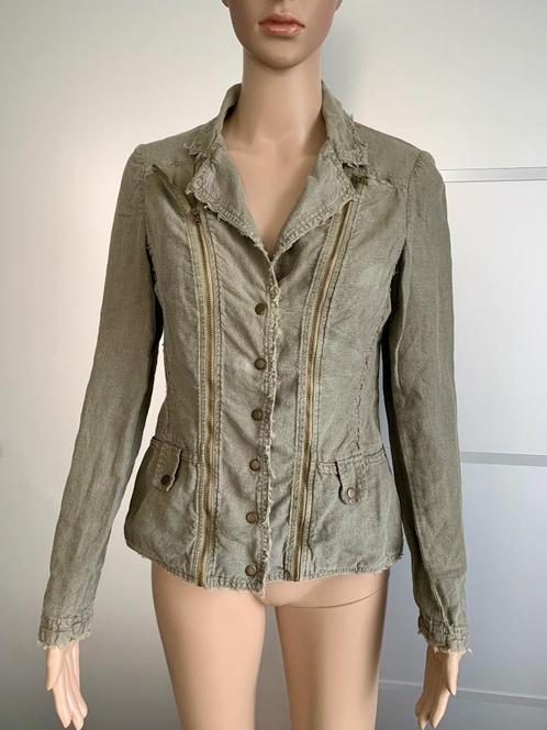 E183 Caroline Biss mt. 36=S olijf-groen jasje colbert blazer, Kleding | Dames, Jasjes, Kostuums en Pakken, Zo goed als nieuw, Jasje