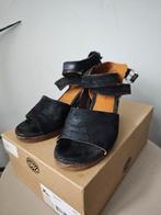 Shabbies zwart suède sandaal mt 37 was €199,95, Shabbies Amsterdam, Zwart, Gedragen, Sandalen of Muiltjes