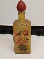 Antiek beschilderde fles met rozen / 133, Ophalen of Verzenden