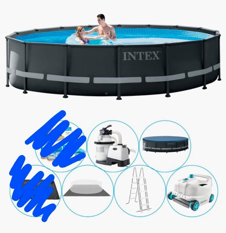 INTEX Zwembad 488x122 cm op zout water systeem (Liner NIEUW), Hobby en Vrije tijd, Overige Hobby en Vrije tijd, Nieuw, Ophalen