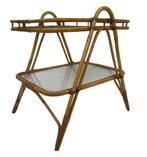 Vintage Rotan Tafel Bijzettafel Rohe Noordwolde Jaren 60, Minder dan 55 cm, Gebruikt, Vintage, Hout