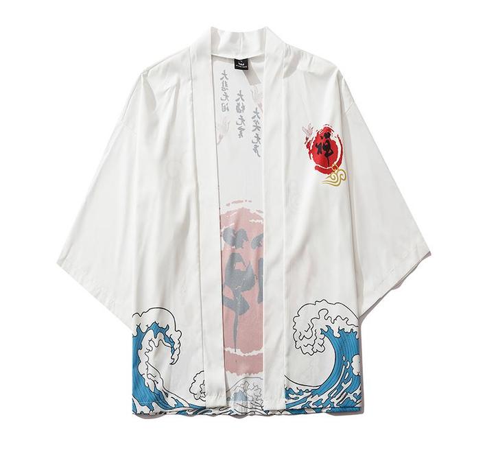 Japans shirt 005 (kimono dames heren traditioneel yukata), Kleding | Heren, T-shirts, Nieuw, Overige maten, Wit, Verzenden