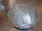 Retro lamp rond bloem Plafondlamp, Huis en Inrichting, Lampen | Plafondlampen, Ophalen of Verzenden, Zo goed als nieuw, Glas, Retro