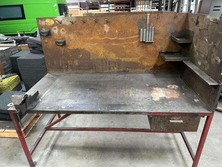 Lastafels 3 stuks werktafel staal, Doe-het-zelf en Verbouw, Werkbanken, Gebruikt, 170 cm of meer, Bankschroef, Ophalen