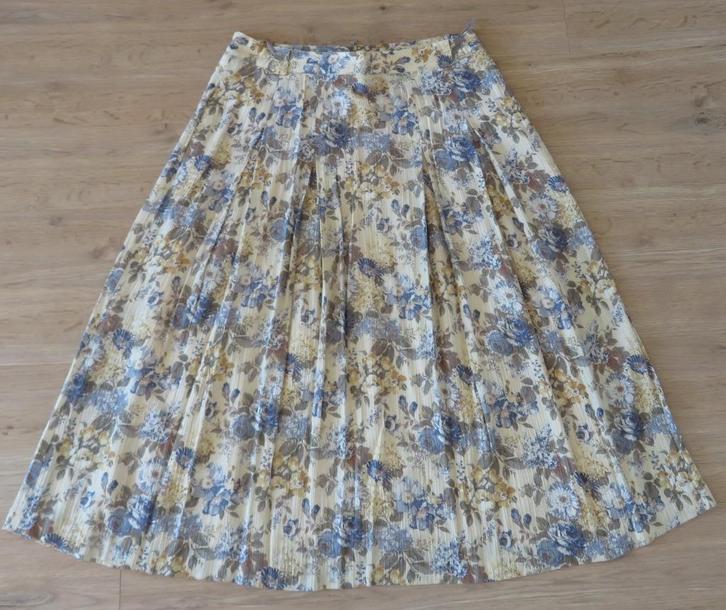 Rok Bontgekleurd geel- blauw Maat 40, Kleding | Dames, Rokken, Gedragen, Maat 38/40 (M), Geel, Onder de knie, Ophalen of Verzenden