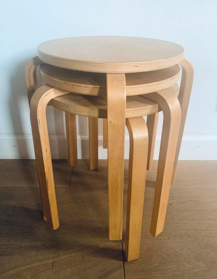 3 Ikea Frosta krukken volwassenen, Huis en Inrichting, Krukjes, Gebruikt, Hout, Ophalen