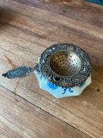 Zilveren Theezeefje met Delfts Potje, Antiek en Kunst, Ophalen of Verzenden