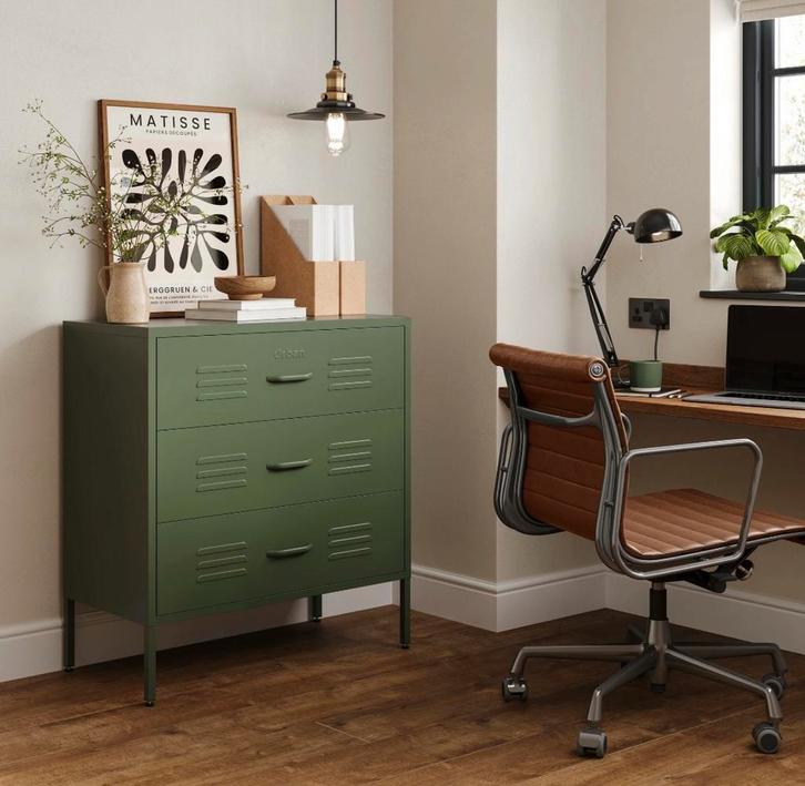 Lambeth metalen ladekast (Forest Green), Huis en Inrichting, Kasten | Ladekasten, Zo goed als nieuw, Minder dan 100 cm, 50 tot 100 cm