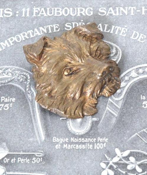 Oude Franse broche “Hond”, Antiek en Kunst, Curiosa en Brocante, Ophalen of Verzenden