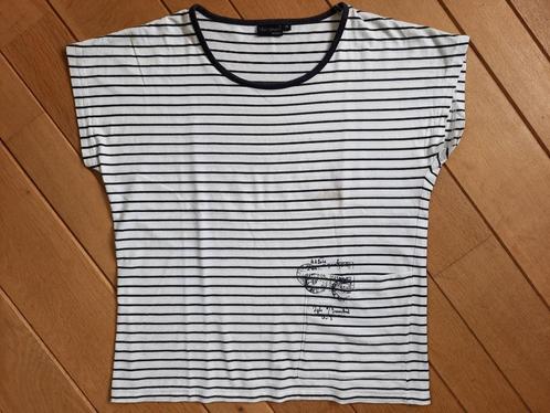 BLUESEVEN Woman t- shirt wit blauw streep, Kleding | Dames, T-shirts, Zo goed als nieuw, Maat 38/40 (M), Wit, Korte mouw, Ophalen of Verzenden