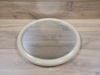 Vintage ronde Tiger spiegel met beige kunststof lijst, Minder dan 50 cm, Gebruikt, Ophalen of Verzenden, Onbekend