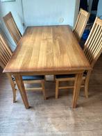 Houten Eettafel met Stoelen, Huis en Inrichting, Tafels | Eettafels, Ophalen, Gebruikt, 100 tot 150 cm, Eikenhout