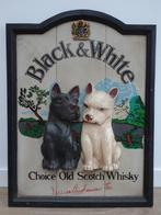 Vintage pub bord Black en White Whiskey Reclamebord, Ophalen, Gebruikt, Reclamebord