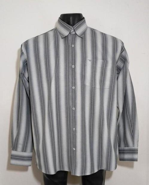 Grijs gestreept overhemd met lange mouwen van Armani, Kleding | Heren, Overhemden, Zo goed als nieuw, Halswijdte 43/44 (XL), Grijs