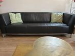2 mooie lederen banken (antraciet met chroom), Huis en Inrichting, Banken | Bankstellen, Ophalen, Driepersoons, Zo goed als nieuw