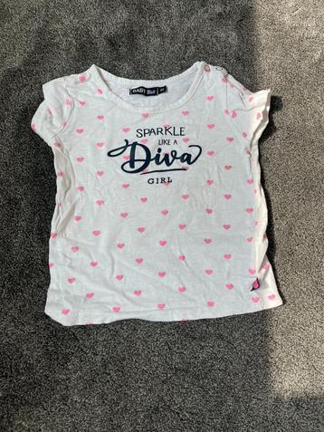 Wit shirtje met hartjes Baby Blue maat 86 beschikbaar voor biedingen