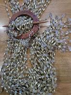 Handgemaakte Indiase Siergordijnen met Kralen | Wit & Goud, Huis en Inrichting, Ophalen of Verzenden, Zo goed als nieuw, Beige