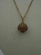 DOUBLÉ KETTING MET HANGER/AMETHIST., Verzenden, Overige materialen, Ketting, Verguld