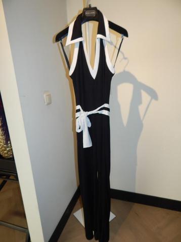 Joseph Ribkoff stretch jumpsuit broek pak zwart wit halter M beschikbaar voor biedingen