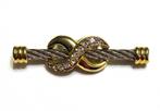 Vintage bi-color pinbroche met kristallen., Ophalen of Verzenden