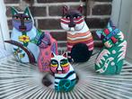 5 katten beeldjes stijl Laurel Burch, Ophalen of Verzenden, Gebruikt, Dier