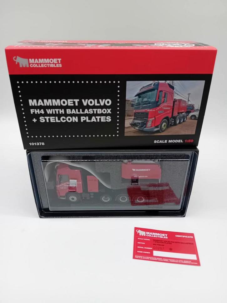 WSI VOLVO FH4 + BALLASTBOX + STELCONPLATEN - MAMMOET, Hobby en Vrije tijd, Modelauto's | 1:50, Nieuw, Bus of Vrachtwagen, Wsi