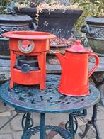 Rood emaille oliestel en koffiepotje, Antiek en Kunst, Antiek | Emaille, Ophalen of Verzenden