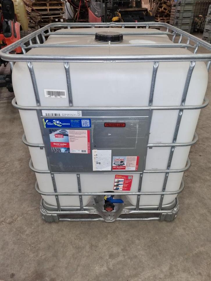 2x IBC container 1000L - gebruikt voor demi water, Doe-het-zelf en Verbouw, Kratten en Dozen, Ophalen