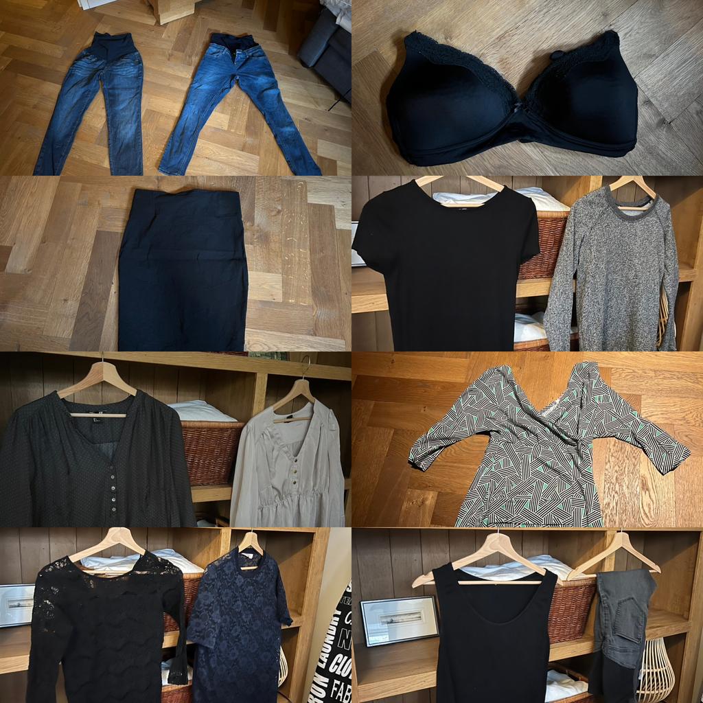 Complete garderobe zwangerschap (30 stuks) maat s/m 36/38, Ophalen of Verzenden, Zo goed als nieuw, Maat 36 (S), Jurk