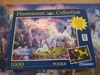Clementoni Fluorescent Collection Eenhoorns Puzzel 1000 Stuk, Ophalen of Verzenden, 500 t/m 1500 stukjes, Gebruikt, Legpuzzel