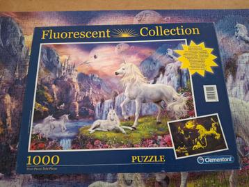Clementoni Fluorescent Collection Eenhoorns Puzzel 1000 Stuk beschikbaar voor biedingen