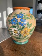 Plateel Gouda Holland grote vaas bloemen puntgaaf, Antiek en Kunst, Ophalen of Verzenden