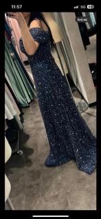 Blauwe jurk met steentjes, Kleding | Dames, Ophalen of Verzenden, Zo goed als nieuw, Maat 38/40 (M), Blauw