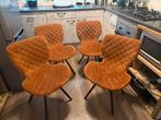 Vier eetkamerstoelen, cognac kleur, Huis en Inrichting, Stoelen, Ophalen, Bruin, Zo goed als nieuw, Vier