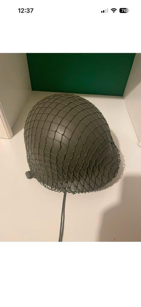 Vintage Legerhelm met Net (WWII), Huis en Inrichting, Lampen | Lampenkappen, Gebruikt, 25 tot 50 cm, Rond, Groen, Ophalen of Verzenden