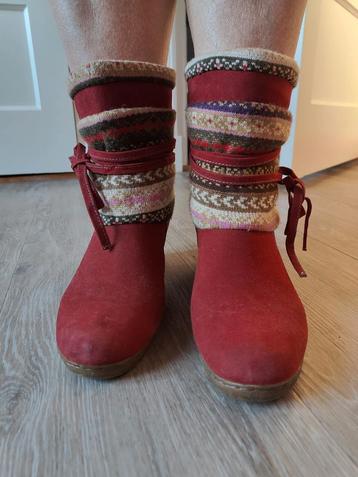 Rood bohemian Ibiza laarsjes 41 Aztec stof sleehak boots beschikbaar voor biedingen