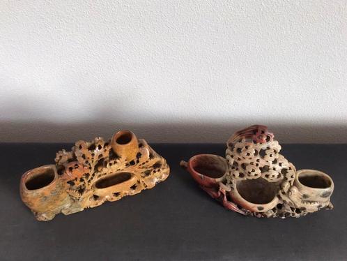 Antieke spekstenen pennenpotten, Antiek en Kunst, Kunst | Beelden en Houtsnijwerken, Ophalen of Verzenden