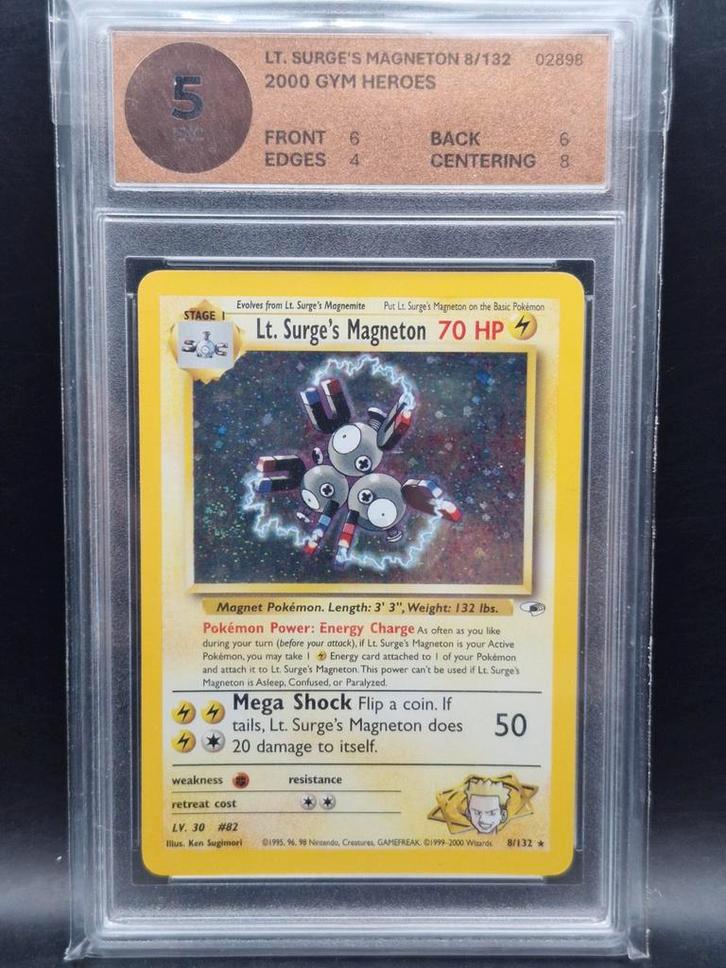 Lt. Surge's Magneton 2000 Gym heroes #8 woetoe grading 5, Hobby en Vrije tijd, Verzamelkaartspellen | Pokémon, Zo goed als nieuw