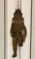 Brocante oude houten speelgoed trekpop Clown, Antiek en Kunst, Verzenden
