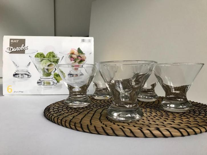 Durobor bolero dessert glazen/ijscoupes - 21CL, Huis en Inrichting, Keuken | Servies, Zo goed als nieuw, Glas of Glazen, Overige stijlen