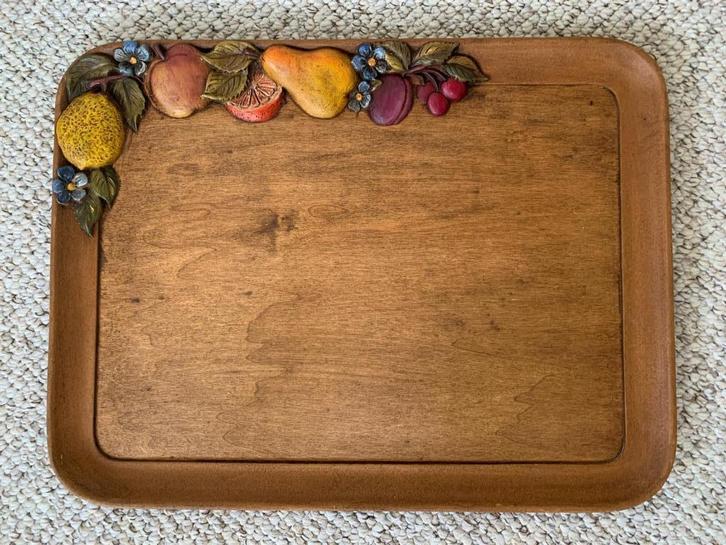 Houten dienblad met fruit uit de Dolomieten, Huis en Inrichting, Woonaccessoires | Dienbladen, Zo goed als nieuw, Hout, Rechthoekig