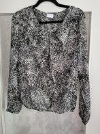 Zwarte/beige blouse met bies mt m vila, Maat 38/40 (M), Zwart, Vila, Ophalen of Verzenden