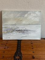 Strandzicht geschilderd door Dick den Hoed, Antiek en Kunst, Kunst | Schilderijen | Modern, Ophalen of Verzenden